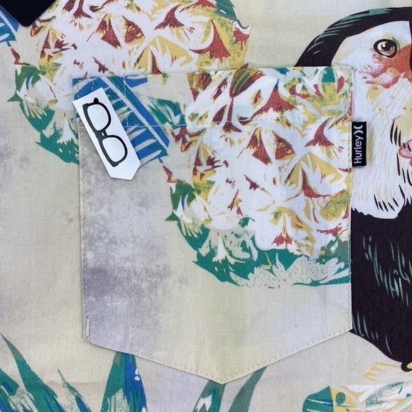 HURLEY- BODEGA PINEAPPLE WOVEN MENS COLLARED SHORT SLEEVE SHIRT - Picture 7 of 11